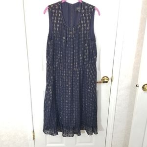 J.Crew New Navy and Metallic gold dress 16T